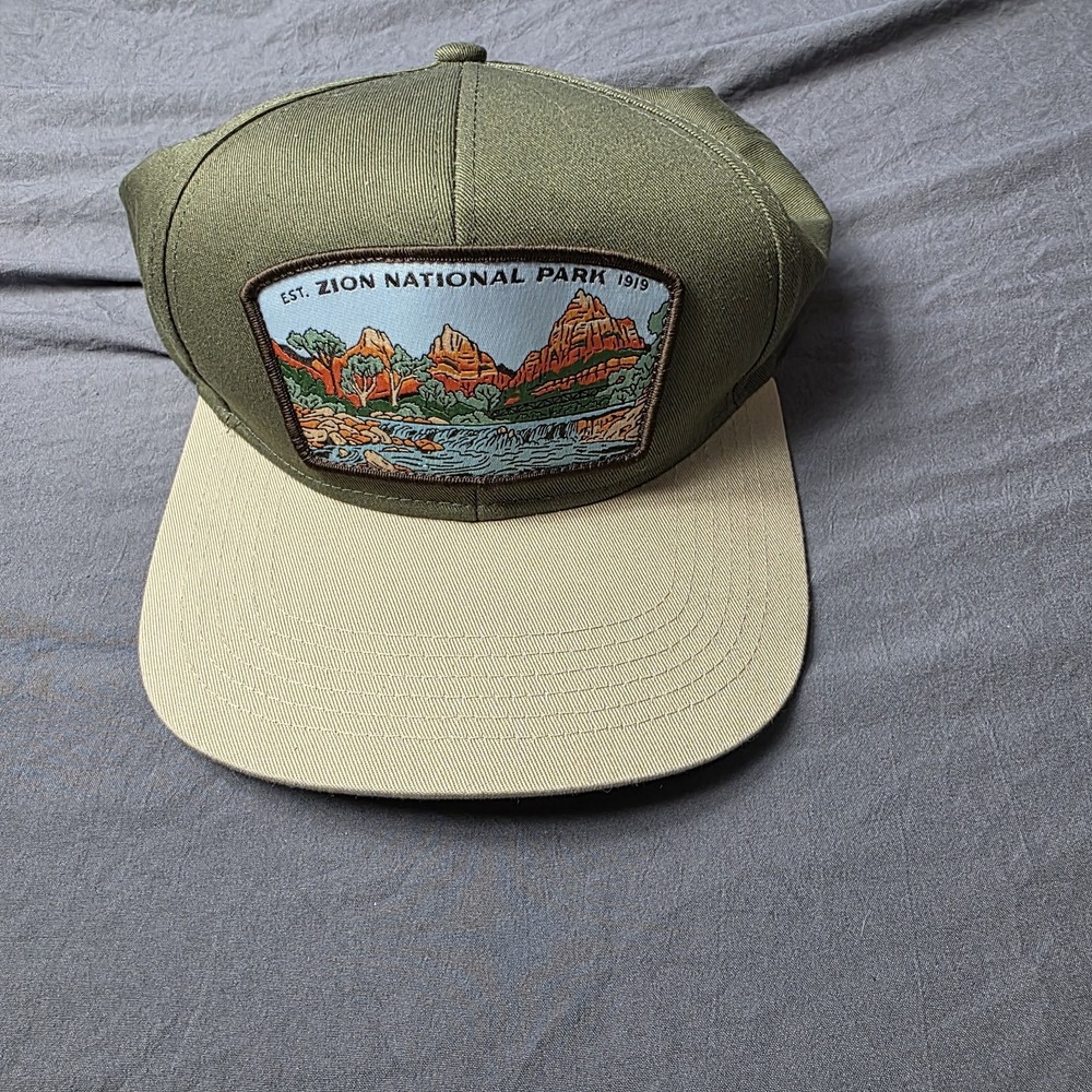 sendero zion national park hat green tan snapback
